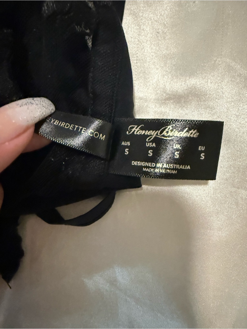 Honey Birdette Black Lace Bralette & Bikini Set with Satin Pouch - Picture 6 of 7